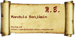 Mandula Benjámin névjegykártya